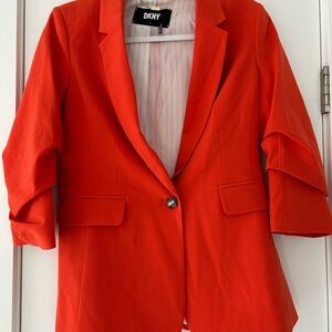 DKNY Orange Tailored Blazer Classic Suit Jacket Fall Fabulous